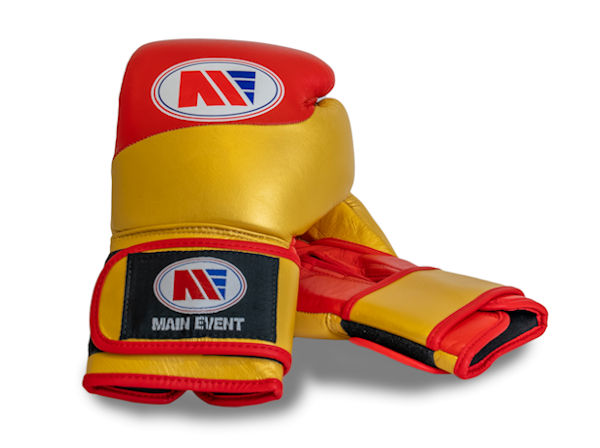 Main Event FBG 1000 Futura Leather Boxing Gloves Gold and Red